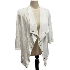 Chico's Open Front Grommet 3/4 Sleeve Cardigan Sz Medium (1) Womens White